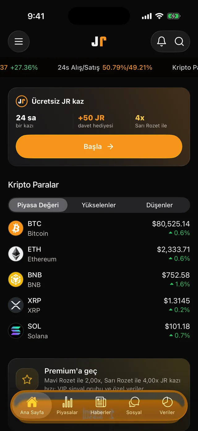 JrKripto anasayfası: Ücretsiz JR kaz kartı ve Başla düğmesi
