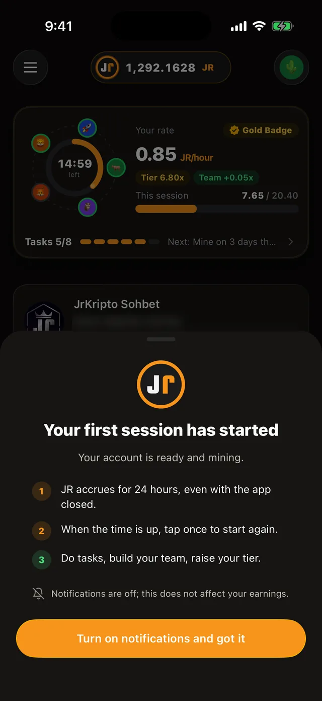 JR Mining: the first session has started sheet